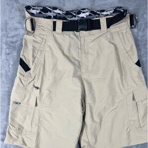 Oho Gear Shorts Mens 34 Beige Nylon Cargo Belted Fishing